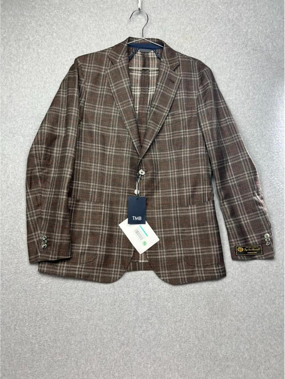 TMB Loro Piana Plaid Unstructure Tasmaniang Wool Silk Linen Blazer US 42/EU 52